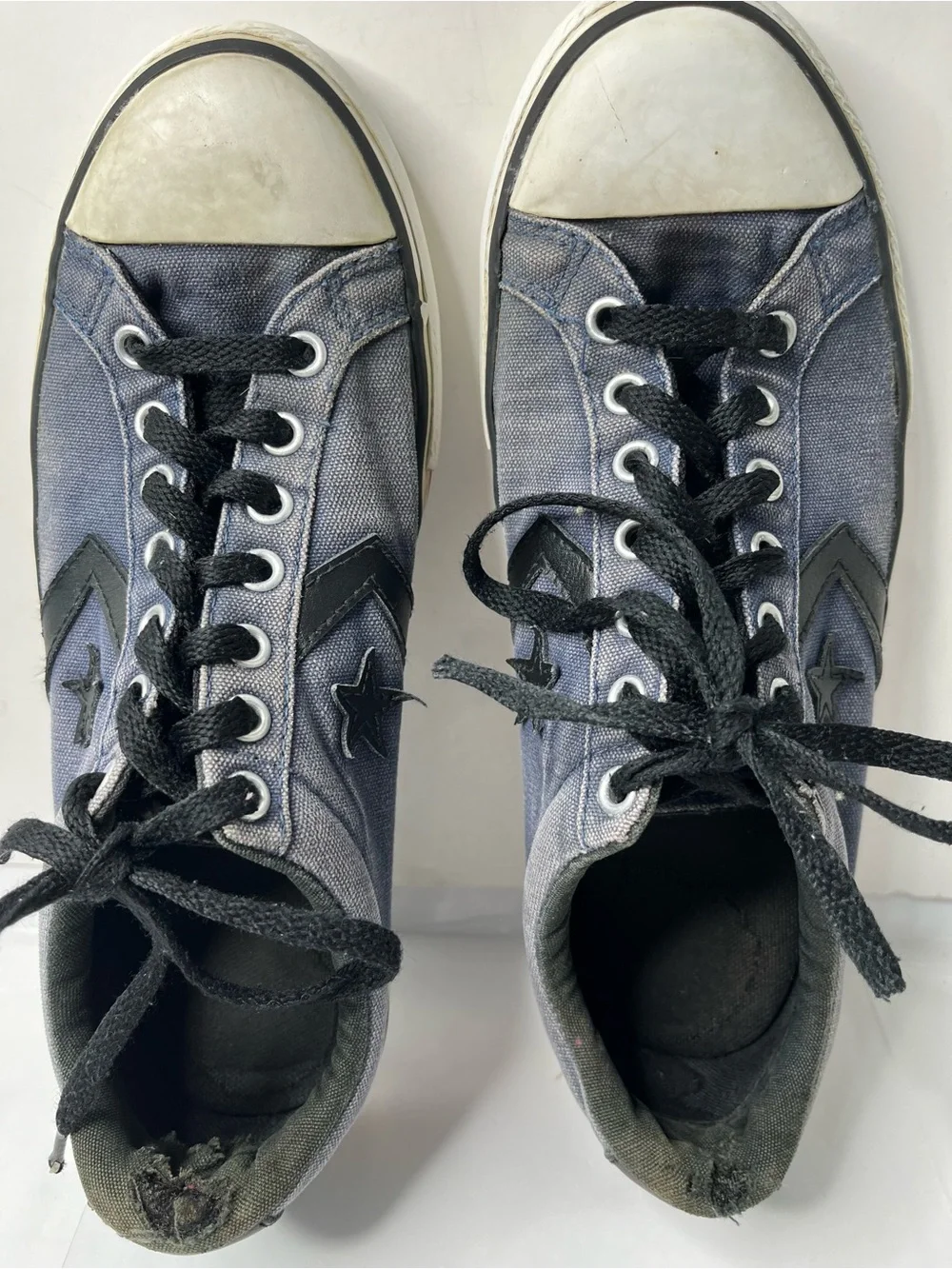 Vintage Converse One Star Low Top Blue Canvas Shoes Distressed Fade Men Size 6 - Picture 9 of 13